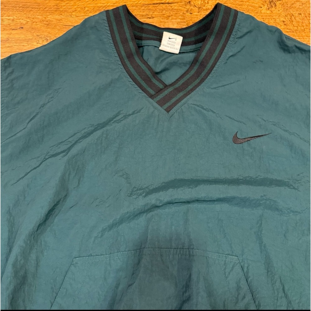 VTG Nike Green V Neck Golf Casual Swoosh Pullover Windbreaker Sweatshirt‎ Men XL